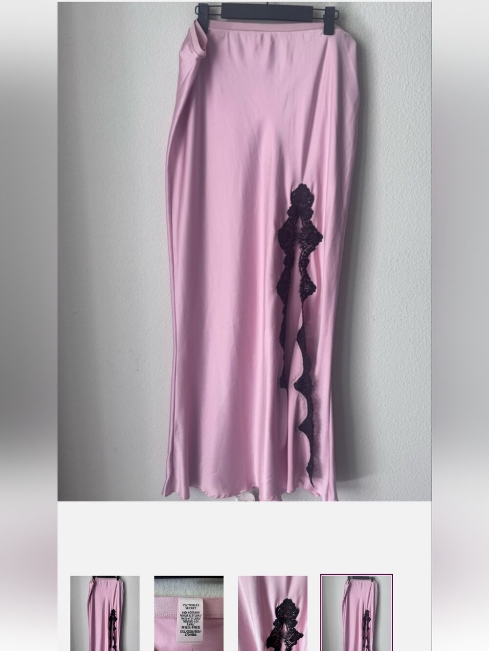Victoria's Secret Pink Maxi Skirt with Black Lace Detail